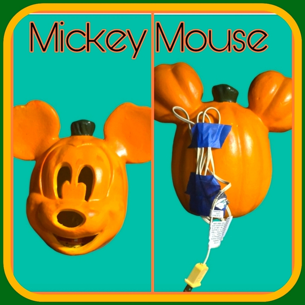 Disney Inspired Mickey Mouse Jack O Lantern Electrical Pumpkin, Table Top, EUC